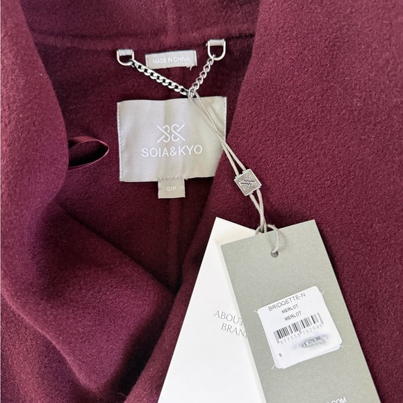 Soia & Kyo BRIDGETTE-N Merlot Women's Wool Belted Coat R13A - Picture 7 of 11